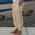 thumbnail image 2 of DHFJKG Women's Casual Pants High Waisted Wide Leg Pants With Side Cutouts For Daily Wear Vacation And Sports Comfortable Stretch Basic Trousers Leisure Trousers, 2 of 6