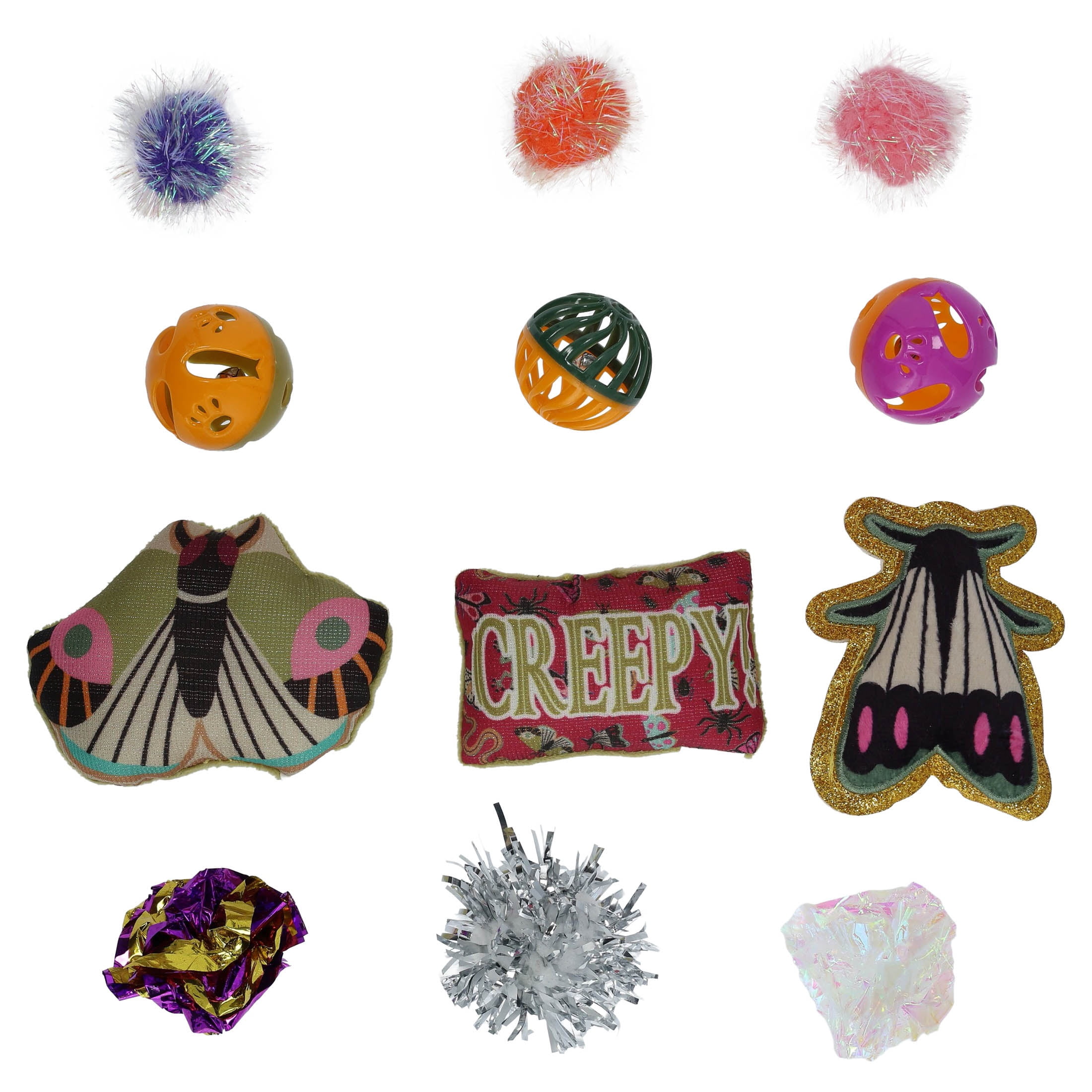 Vibrant Life Halloween Creepy Critter Cat Toys, 12 Pieces