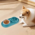 thumbnail image 3 of Comida sin derrames Plato antideslizante de silicona Comedero lento extraíble con plato de acero inoxidable para agua y comida para perros y gatos, 3 of 4