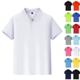 thumbnail image 2 of Boys Dry Fit Polo Shirts Short Sleeve School Uniform | Solid Golf Collared Shirts Lightweight Cool Casual Athletic Outdoor Tops for Kids,White,7-8 Years, 2 of 5