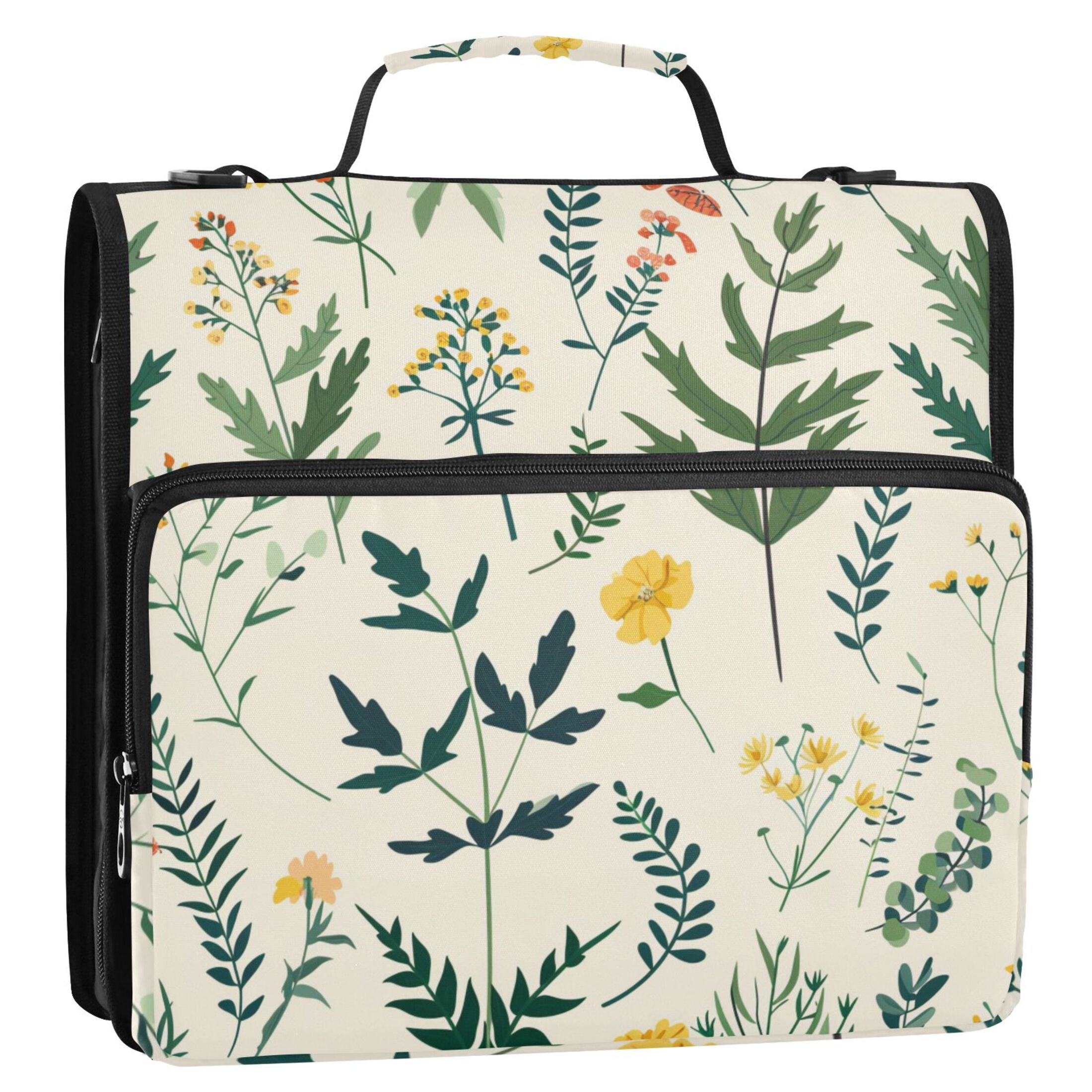 ALAZA Zipper Binder Herb Leaves Plant 3 Ring Trapper Keeper File Folder Organizer Bag