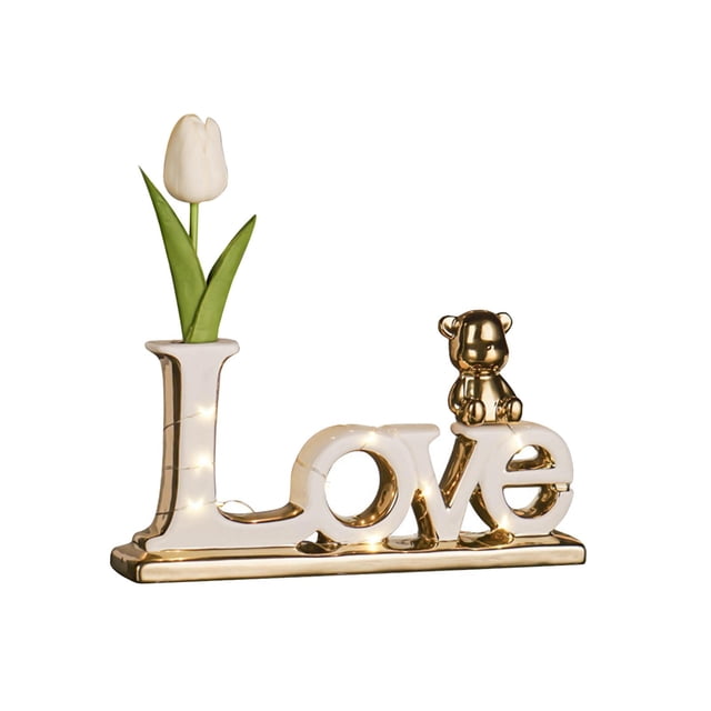 Letreros de palabras para decoración del hogar, letrero de mesa, decoración de palabras independiente para estantes AMOR en oro blanco