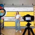 Coastal Style Backdrop for Photography, Retro Gray Yellow Stripes Wood ...