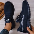 thumbnail image 4 of pwidon Men's Walking Shoes Running Shoes Breathable Knit Lightweight Non Slip Athletic Sneakers Khaki Casual Daily Jogging Travel Footwear Blue 48, 4 of 5