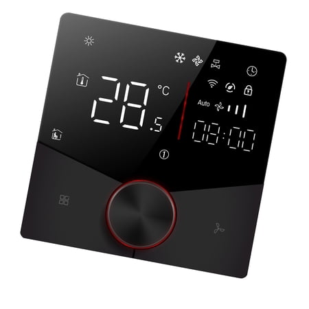 M Buder Smart WiFi Thermostat 2 Tube Central Air Conditioner Temperature Controller with Digital Display Touch Screen Programmable 5 and 2 Schedule for Home and Office Heating Cooling, Black
