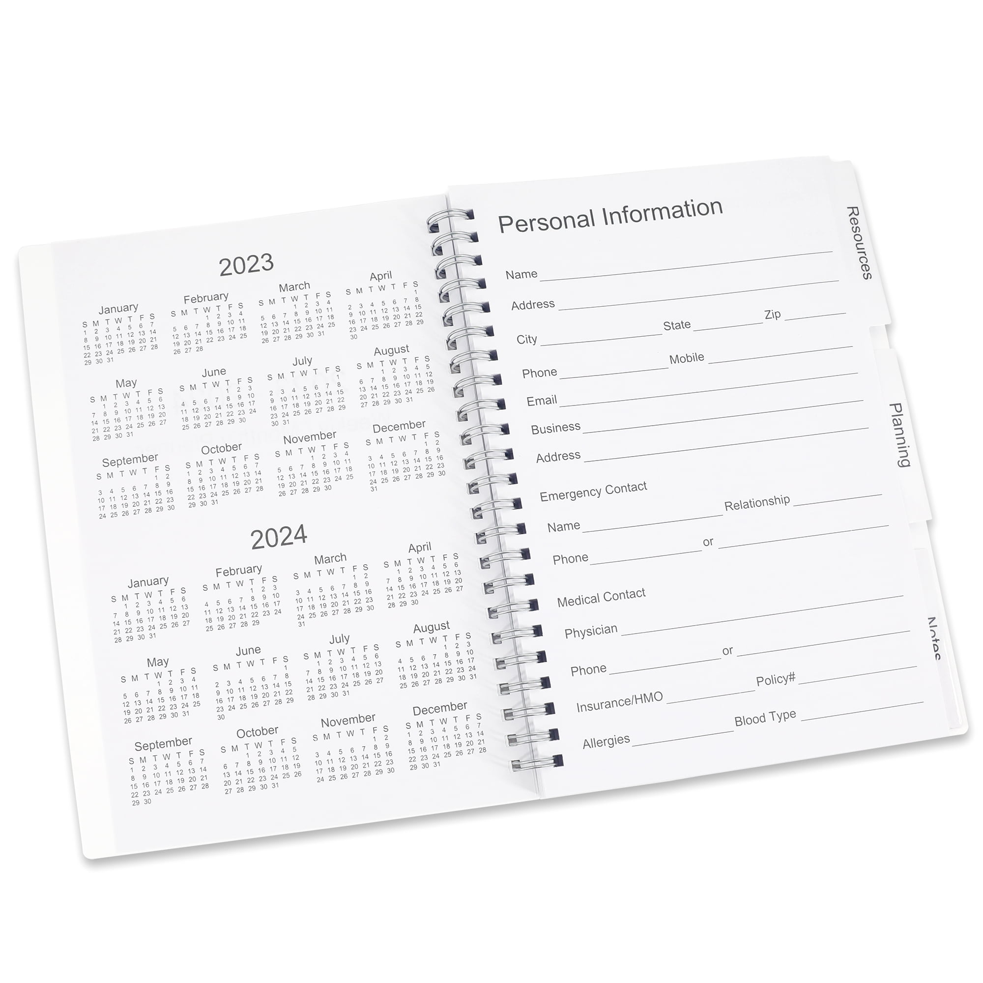 Pen + Gear Monthly Weekly Planner, Blue & Cream Checkered Poly Cover, Medium, Twin Wire Bound