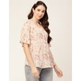 thumbnail image 4 of Moomaya Women Printed Summer Tunic Top V Neck Button Down Flutter Elbow Sleeves Flared Top, 4 of 8
