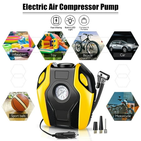 AUGIENB Portable Electric Air Compressor Pump,Tire Inflator with Gauge,LED Light and Adaptors,Universal for Car,Truck,Bicycle, Basketballs and Other Inflatables,ABS 12V 120W 150PS AUGIENB Portable Electric Air Compressor Pump,Tire Inflator with Gauge,LED Light and Adaptors,Universal for Car,Truck,Bicycle, Basketballs and Other Inflatables,ABS 12V 120W 150PS