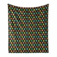 thumbnail image 1 of Leaves Soft Flannel Fleece Throw Blanket, Symmetric Abstract Rhythmic Colorful Leaf Designs on Dark Backdrop, Cozy Plush for Indoor and Outdoor Use, 50" x 60", Charcoal Grey Multicolor, by Ambesonne, 1 of 5