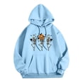 thumbnail image 4 of Men's Hoodie Pumpkin Skull Hoodie Sweatshirt Halloween Partial Casual Pullover Top Men's Sweatshirts Light Blue L, 4 of 4