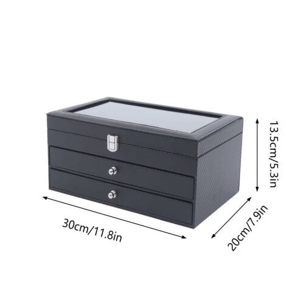 36 Piece Black Leather Flannel Pen Organizer Box Pen Collection Display Case