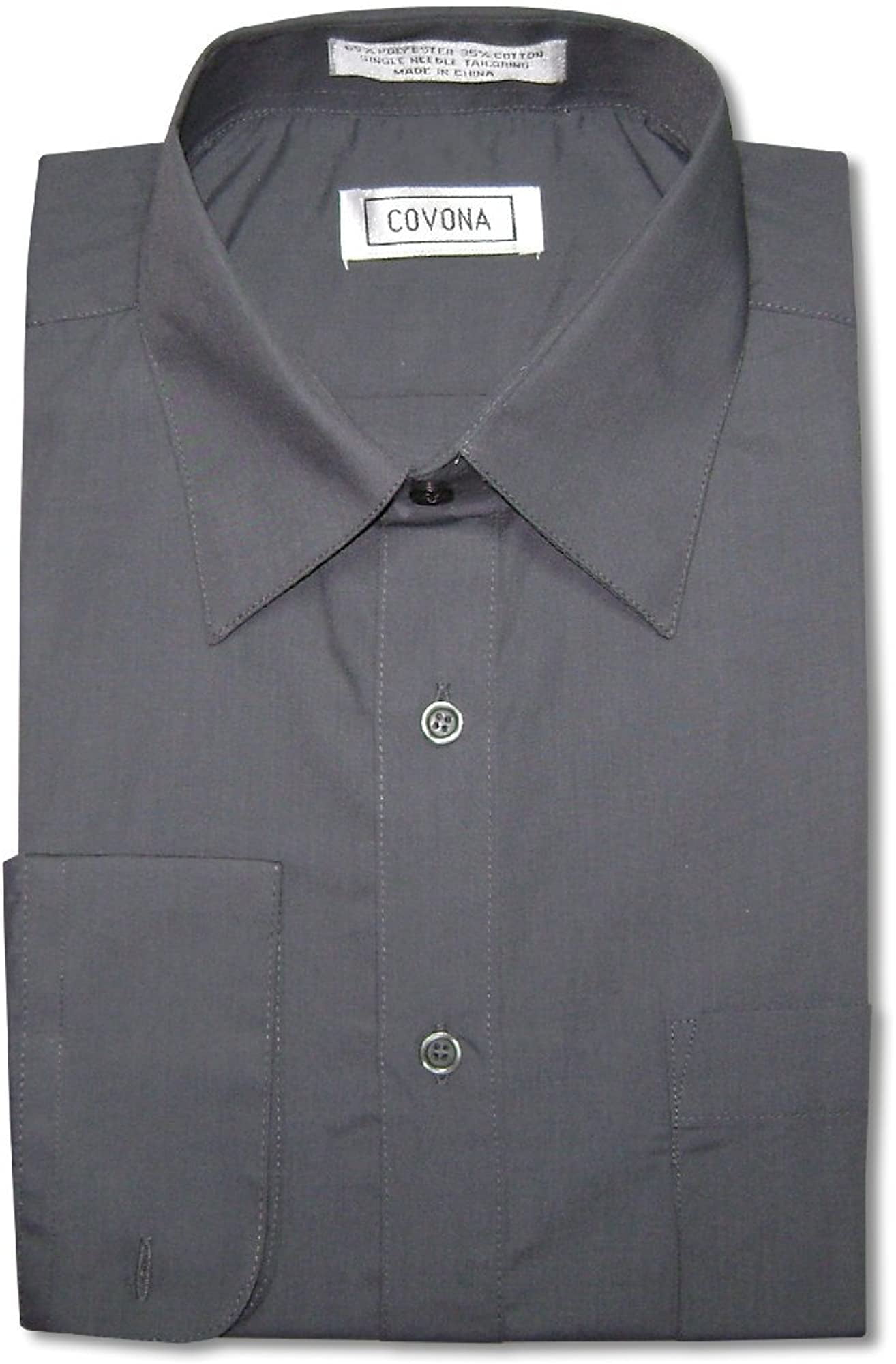 Mens CHARCOAL GREY Dress Shirt w/Convertible Cuffs | Walmart Canada