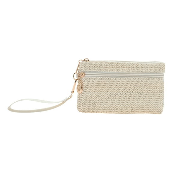 Unique Bargains 1 Pc Coin Purse Wallet Rectangular Woven Coin Purse Pouch Beige