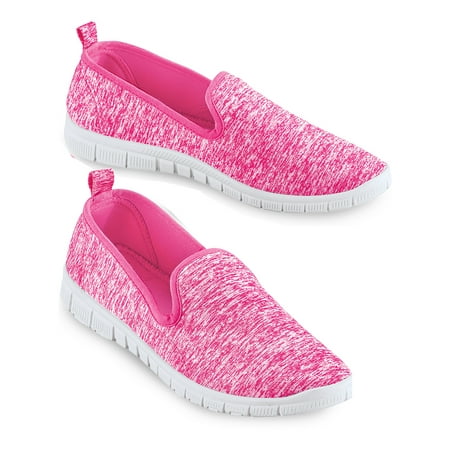 Collections Etc Slip On Lightweight Memory Foam Sole Sneakers, Wide Width