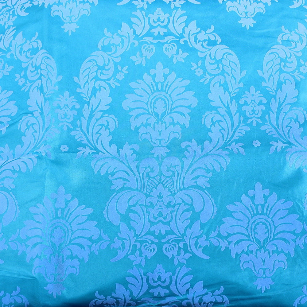 10 Yards Aqua Blue Grey Flocking Damask Taffeta Velvet Fabric 58