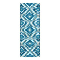 Unique Loom Outdoor Southwestern Collection Area Rug - Fethiye (2' x 6' Runner Blue/Ivory)