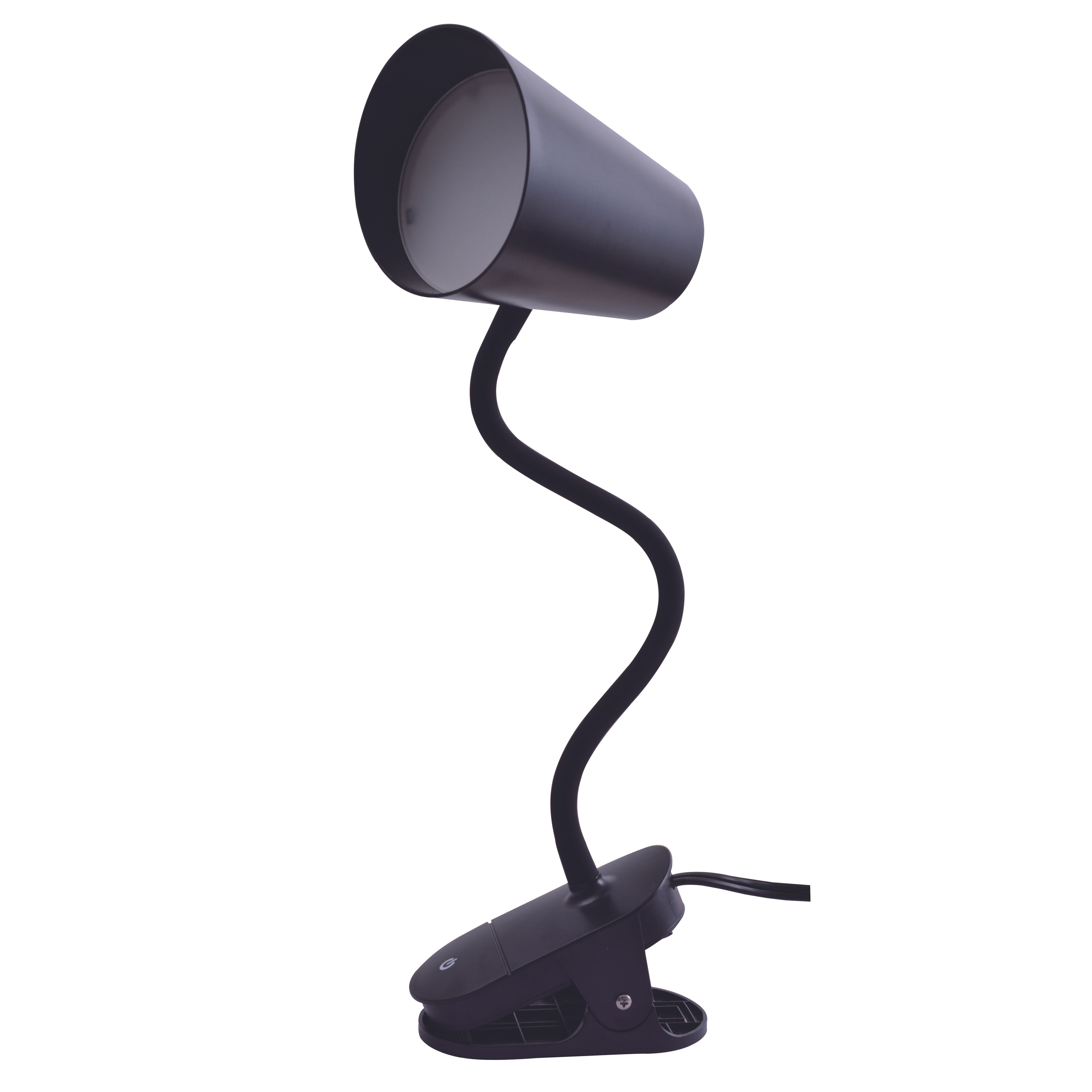(4 pack) Mainstays Modern LED Light Gooseneck Clip Lamp, Black, Matte Finish, Suitable for All Ages