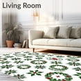 thumbnail image 2 of ODIKA 5'x7' Machine Washable Non-Slip Area Rug, Holly Berry Wreath Seasonal Welcome Traditional High Traffic Rug, Green, 653495, 2 of 7