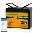 thumbnail image 1 of Batería de litio LiFePO4 ECO-WORTHY 12V 100AH con Bluetooth 1280Wh, 1 of 9