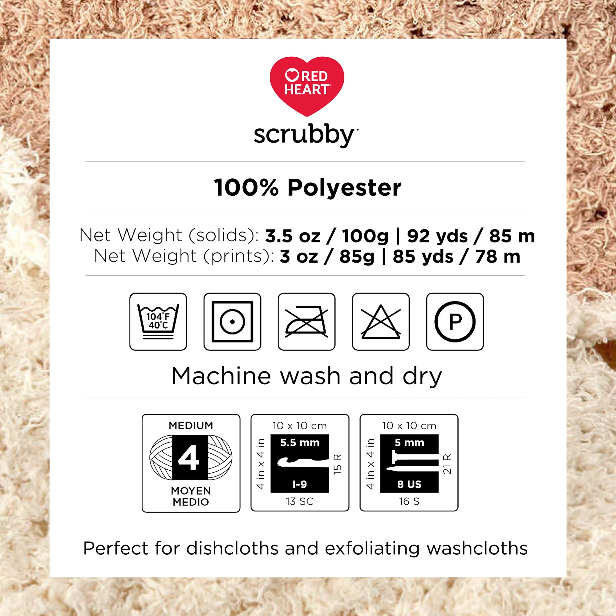 Red Heart® Fil Scrubby™, Polyester #4 Moyen, 3,5oz/100g, 92 Yards