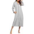 thumbnail image 3 of Women Zipper Robe Long Sleeve Loungewear Lightweight Housecoat Full Length Nightgown, 3 of 6