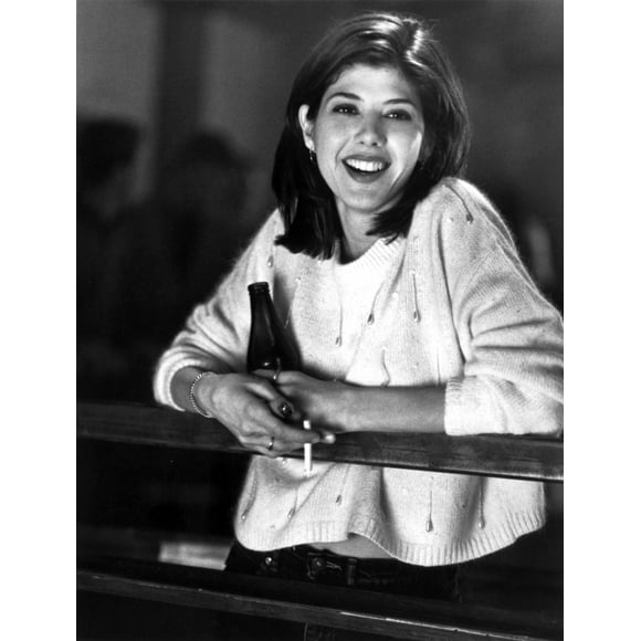 Marisa Tomei Leaning in White Sweater with Beer and Cigarette Photo Print (24 x 30)