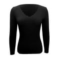 thumbnail image 7 of Fiaer Womens V Neck Sweaters Slim Fit Long Sleeve Solid Color Casual Trendy Comfortable Breathable Knit Tops Black M, 7 of 7