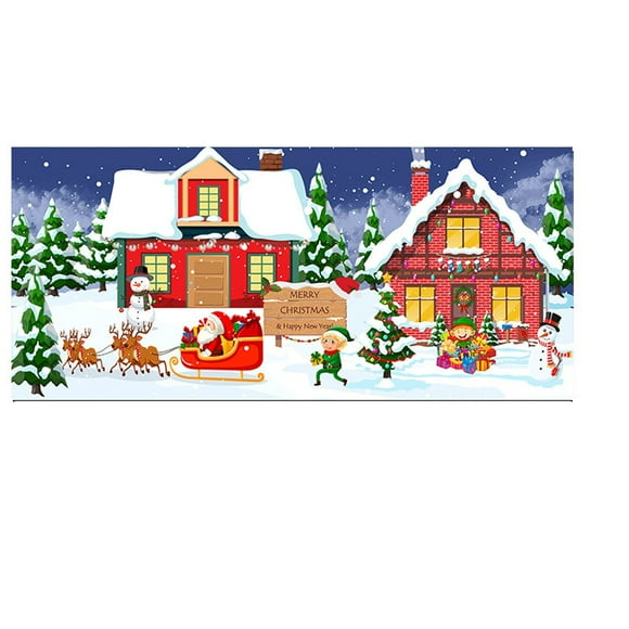 Bdday Christian Flag Snow Garage Door Christmas Holiday Garage Door Cover Outdoor Large Merry Christmas Snowman Santa Claus Dwarf Horizontal Tapestry 400x180cm Bike Flag