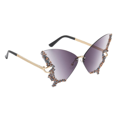 thumbnail image 1 of Retro Butterfly - Shaped Rimless Sunglasses for Women with UV Blocking, Purple - Tinted, 1 of 6