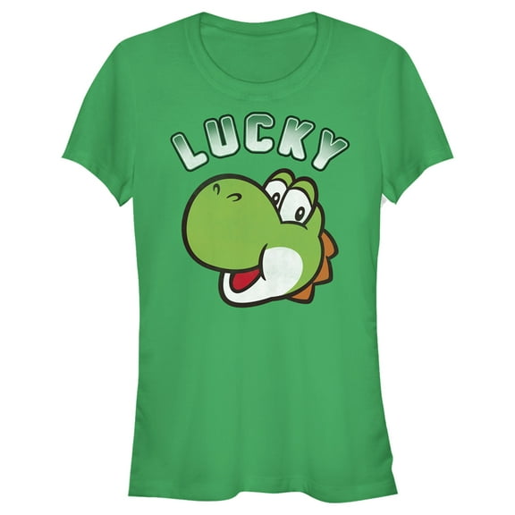 Junior's Nintendo Super Mario St. Patrick's Day Lucky Yoshi Graphic Tee Kelly Green Medium