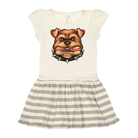 

Inktastic Bull Dog Holding Hot Dog Illustration Gift Toddler Girl Dress