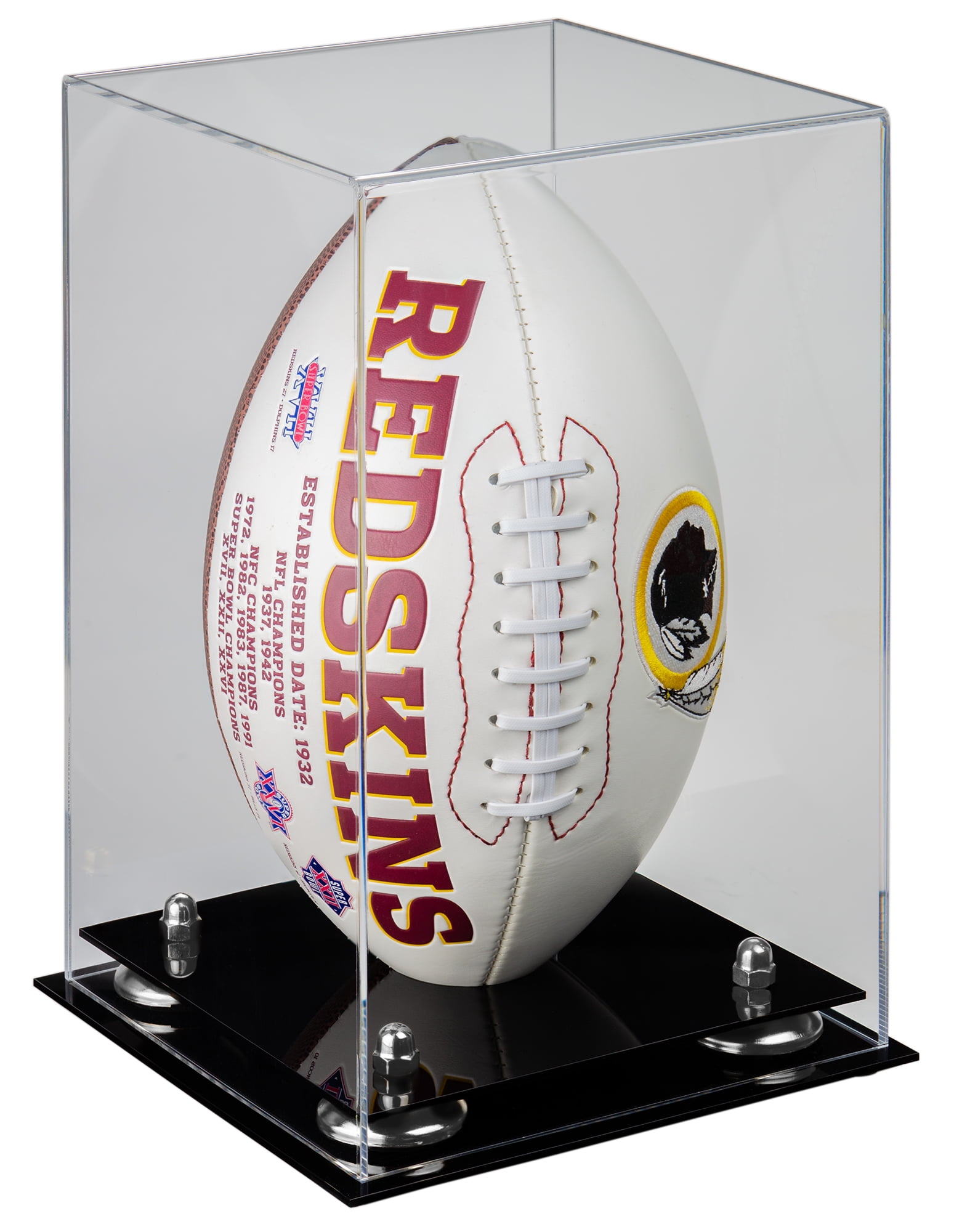 Deluxe Clear Acrylic Football Display Case with Silver Risers (A060SR