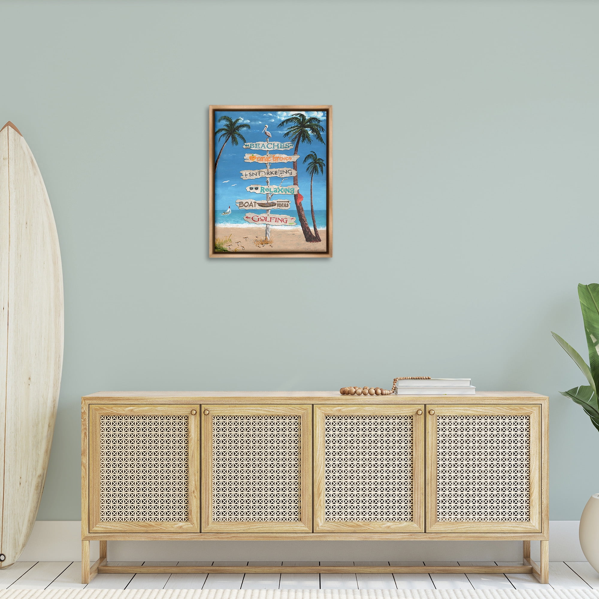 Stupell Industries Summer Fun Activities Landscape Painting Brown Floater Framed Canvas Art Print Wall Art, 25 x 31