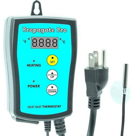 Plug in 1000 Watt Heating Thermostat Outlet 34-108°F by Propagate Pro 110V, 120V Heat Mat Heater Pad Temperature Controller for Starting Seeds, Reptiles, Egg Incubation   Beer Brewing/Wine Making