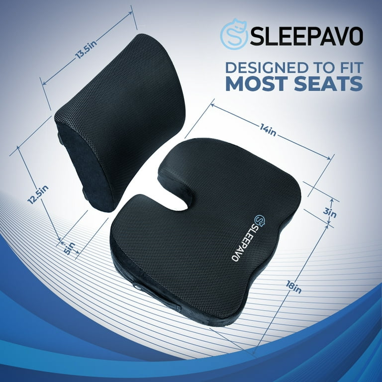 awave bloom Lumbar Support Pillow for Car, Genuine Leather Car Back  Support,Memory Foam Low Back Cushion for Office Chair(Black 1 Pack)