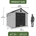 thumbnail image 6 of Craftian 8x8ft Outdoor Resin Storage Shed with Floor, 427cuft Garden Shed with Lockable Door, Windows & Vents, Plastic Tool Storage, Waterproof, 6 of 8