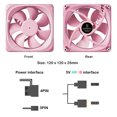 thumbnail image 2 of Vetroo CF120 120mm Case Fan 5V 3 PIN Addressable RGB MB Sync PC Cooling Fan W/ Pink Fan Frame for Radiator / CPU Cooler / Computer Case, 2 of 5