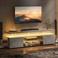 thumbnail image 3 of Cubehom LED TV Stand Entertainment Center with Storage Wood Gaming TV for 70 inch TV for Adults Living Room Gray, 3 of 6