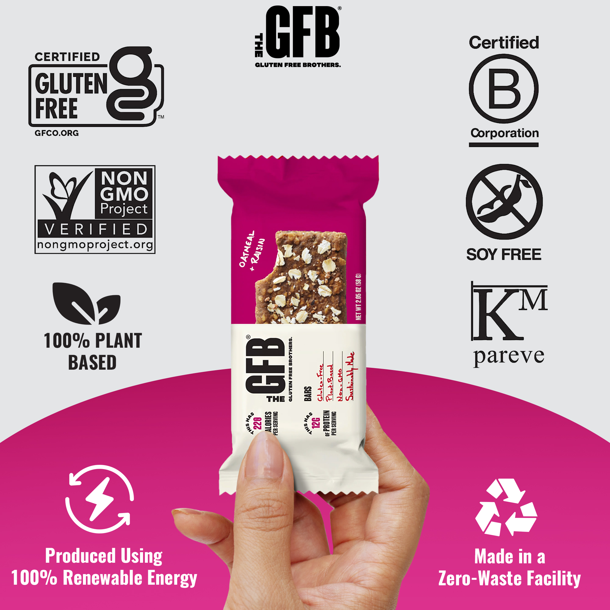 The Gluten Free Brothers – Oatmeal Raisin Snack Bars – Non GMO, Soy Free, Vegan – 2.05 oz (12 ct)