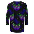 thumbnail image 4 of Ladies Mardi Gras Shirts Funny Graphic Crew Neck Blouses Loose Fitted 3/4 Sleeve Tee Shirt Tunic Pullover Carnival Party T-Shirt Fat Tuesday Tee Tops, 4 of 7