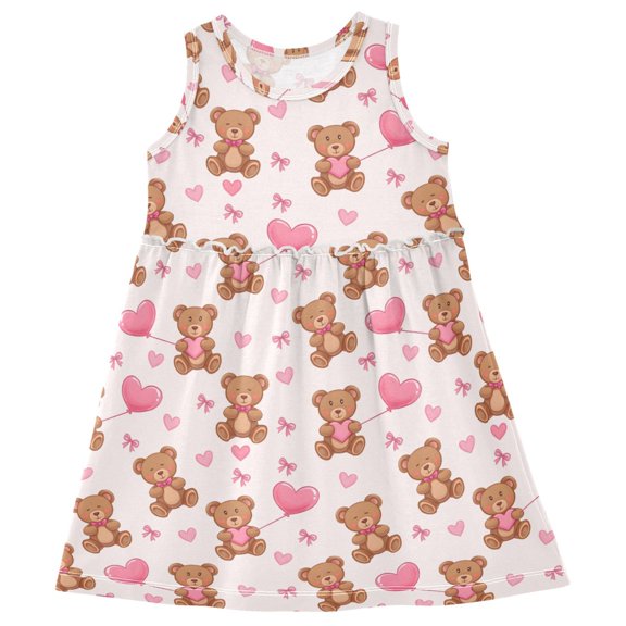 joogoo Girls Sleeveless Dress Cute Bears with Balloon Stylish Short Sleeve Dresses 4T