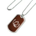 thumbnail image 2 of Horseshoe Lucky Double Cowboy Brown Military Dog Tag Pendant Necklace with Chain, 2 of 4
