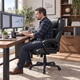 thumbnail image 6 of Vyrox High-Back Office Chair, Ergonomic PU Leather Desk Chair, Conference Chair with Adjustable Height & 360° Wheels, Brown, 6 of 9