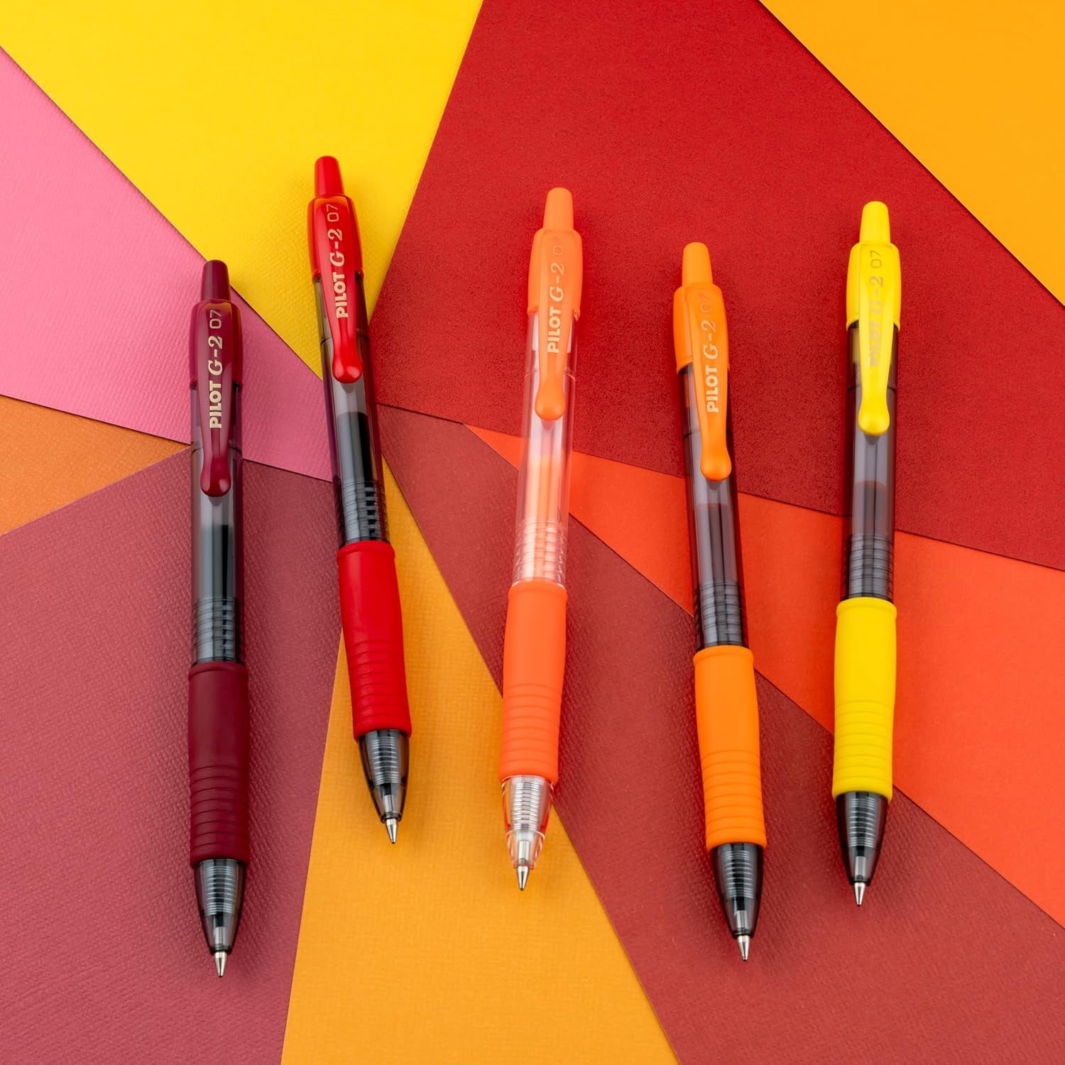 Pilot G2 Red Premium Gel Pens, Fine Point, 0.7mm, Assorted Ink, 5 Count