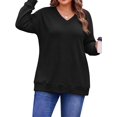 thumbnail image 3 of Fantaslook Waffle Knit Sweatshirts for Women Long Sleeve V Neck Sweater Shirts Pullover Casual Outfits Plus Size Fall Tops, 3 of 9