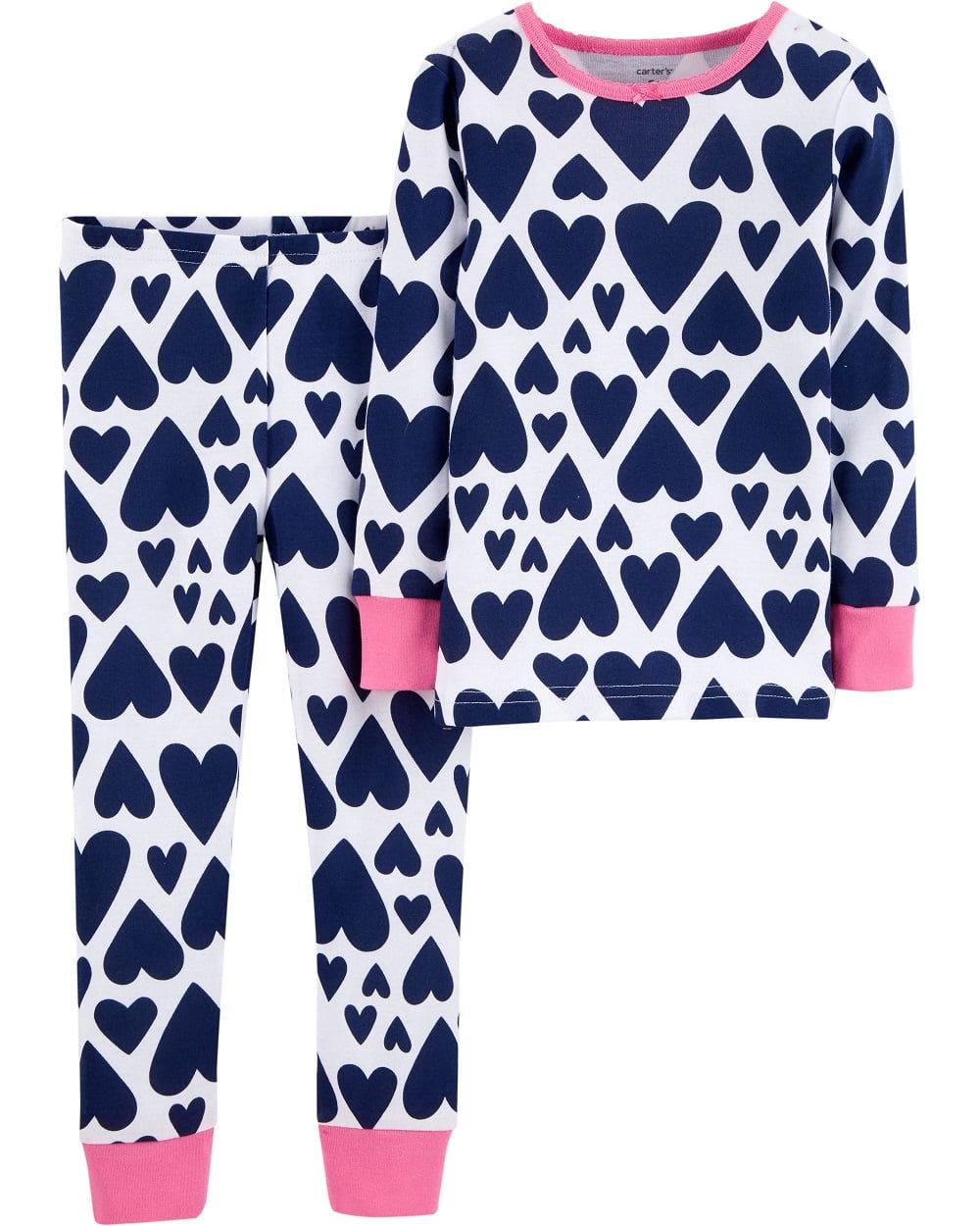 Carter's Little Girls' 2 Piece Snug Fit Cotton Pajama Sets, Navy Hearts ...