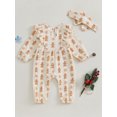 thumbnail image 4 of ZINTAOZT Newborn Baby Girl Christmas Outfits Long Sleeve Print Ruffle Romper Jumpsuit Headband Set Fall Winter Clothes, 4 of 8