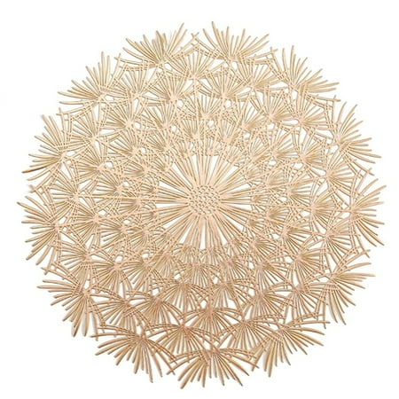 

PVC Bronzing Hollow Non- Kitchen Placemat Coaster Insulation Pad Dish Mat Home Hotel Decor Gold