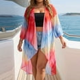 thumbnail image 2 of ZACPNCV Plus Size Women Beach Cover Up Colorful Fringe Irregular Hem Loose Fit Crochet Knit Sheer Swimsuit Bikini Shawl Summer Outdoor, 2 of 6