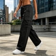 thumbnail image 4 of Levmjia Women Plus Size Cargo Pants Loose Straight Leg Casual Solid Color Comfortable Elastic Waist With Pockets For Home Daily Outdoor Workwear, 4 of 6